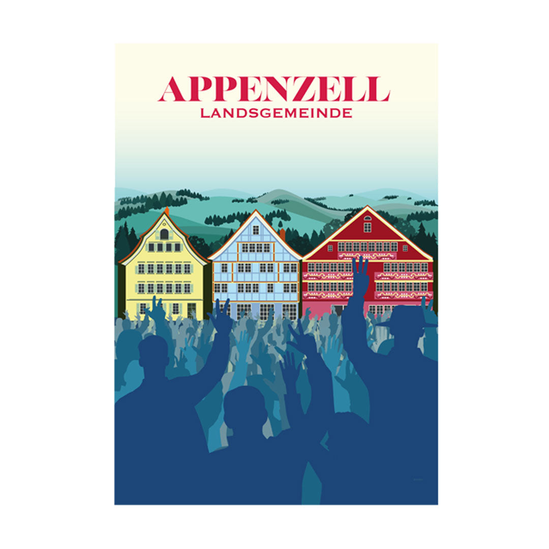 Schweiz Postkarte: Appenzell Landsgemeinde
