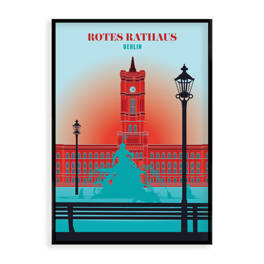 Berlin Poster: Rotes Rathaus blau