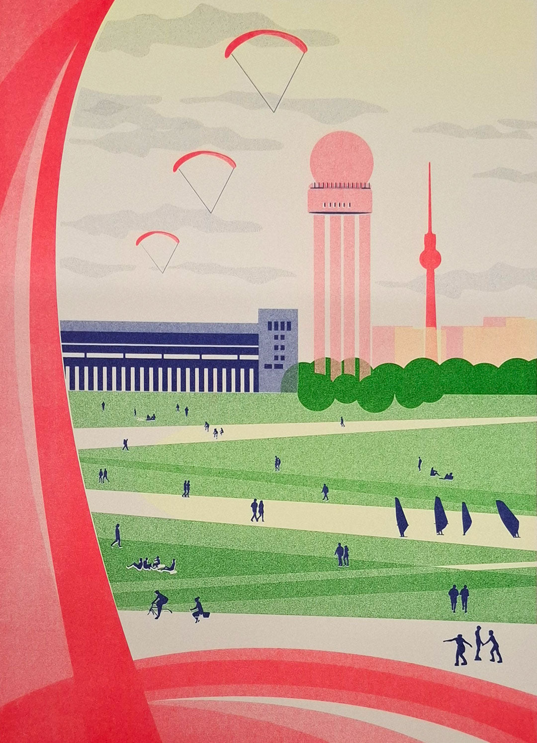 Riso Art Print: Tempelhofer Feld - fluo red
