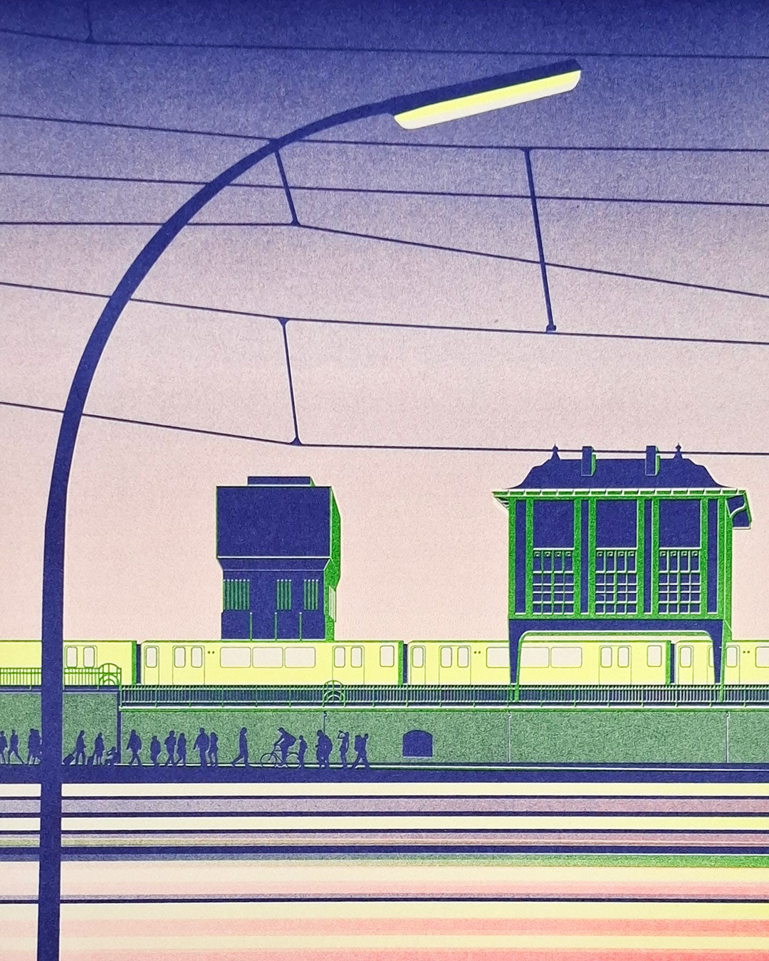 Riso Art Print: Warschauer Strasse - fluo red