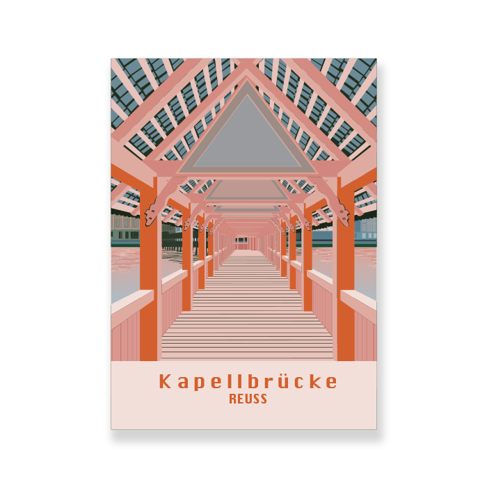 Postkartensticker: Luzern Kapellbrücke Reuss