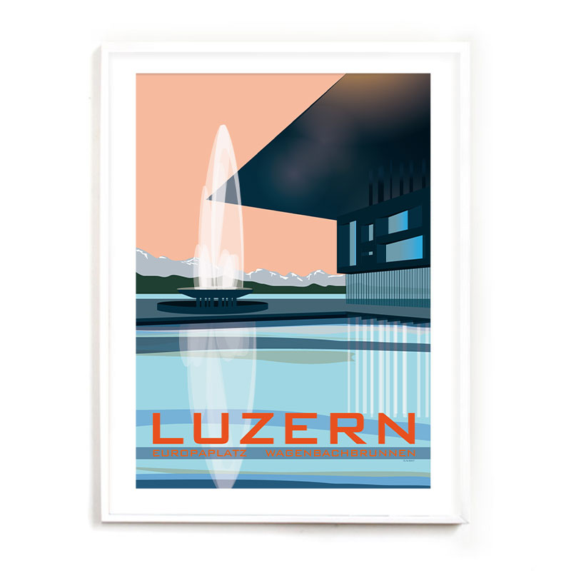 Luzern Poster: Europaplatz Wagenbachbrunnen