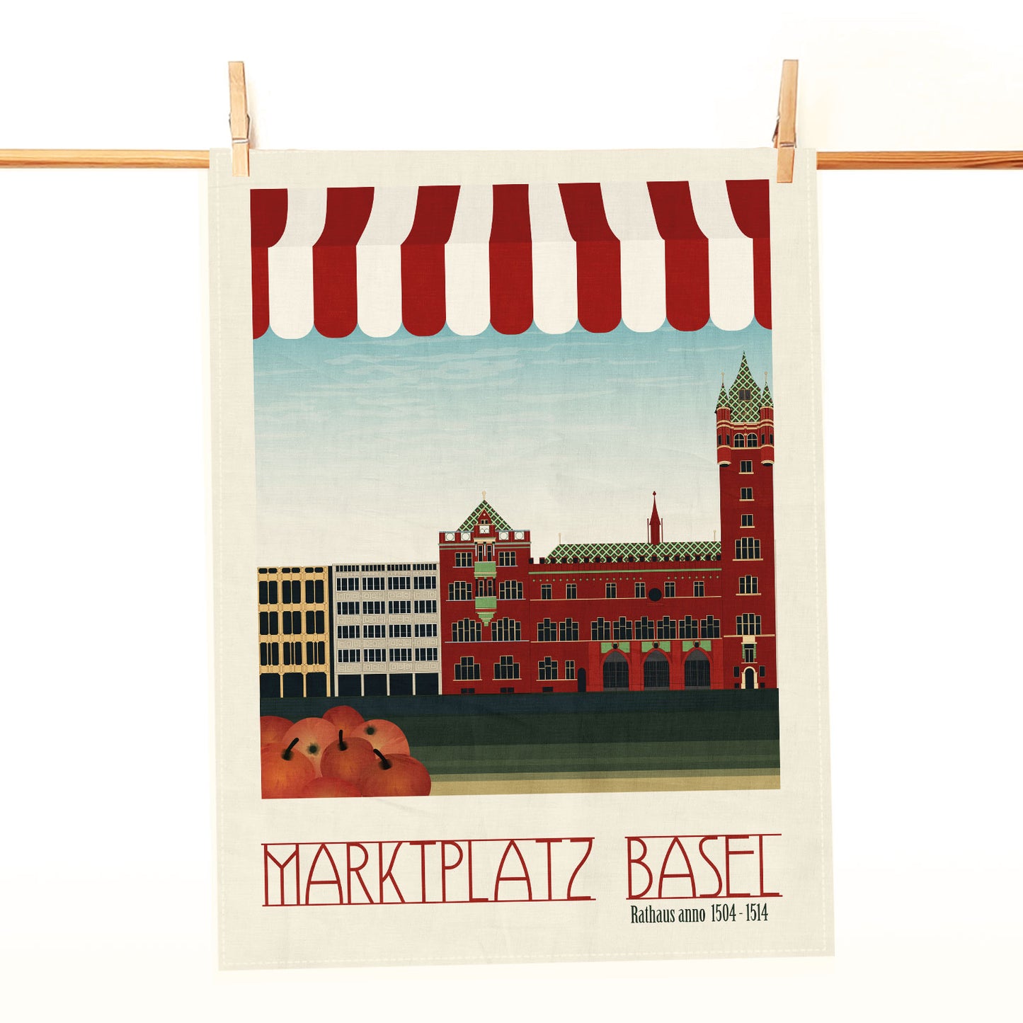 Basel Geschirrtuch: Basel Marktplatz