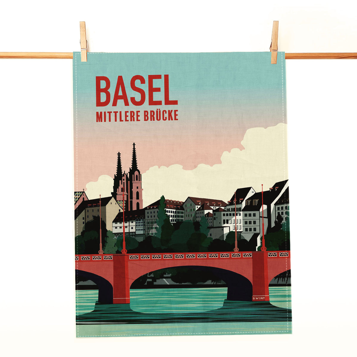 Basel Geschirrtuch: Mittlere Brücke