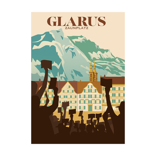 Postkarte: Glarus Landsgemeinde Zaunplatz