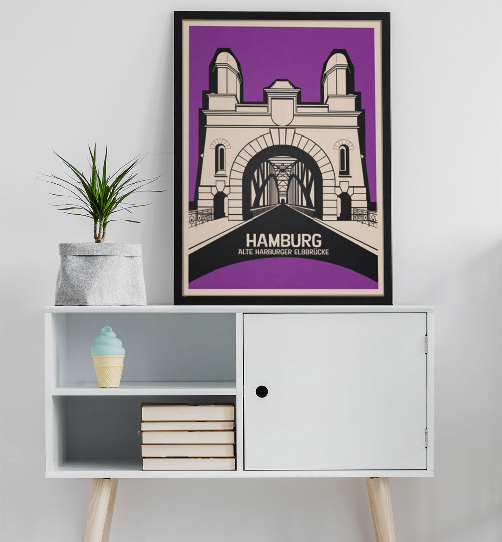 Hamburg Poster: Alte Harburger Elbbrücke