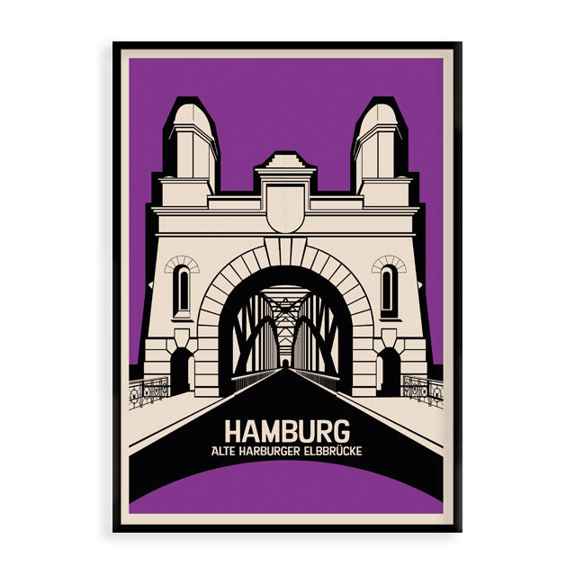 Hamburg Poster: Alte Harburger Elbbrücke