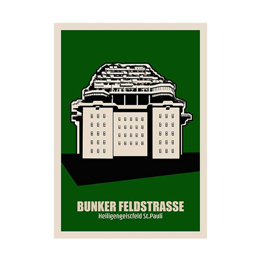 Postkarte: Hamburg Bunker Feldstrasse grün