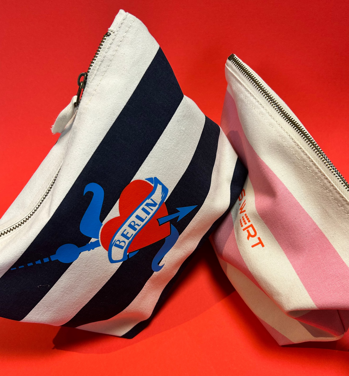 Necessaire: Berlin Herz Streifen marine