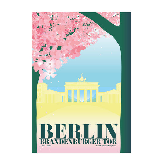 Postcard: Brandenburg Gate cherry blossom