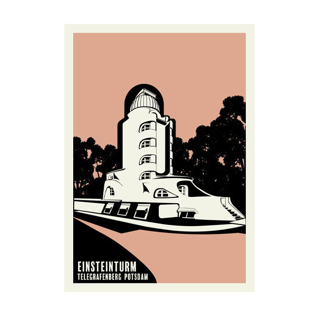 Postkarte Einsteinturm Potsdam: Ein ikonisches Motiv des Observatoriums, das eine Hommage an Albert Einsteins Genialität und die Expressionistische Architektur von Erich Mendelsohn ist.