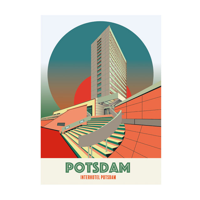 Postkarte Potsdam-Wahrzeichen: Ein historisches Motiv des ehemaligen Interhotels – ideal für alle, die ein Stück der Potsdamer Stadtgeschichte in ihrer Sammlung festhalten möchten.