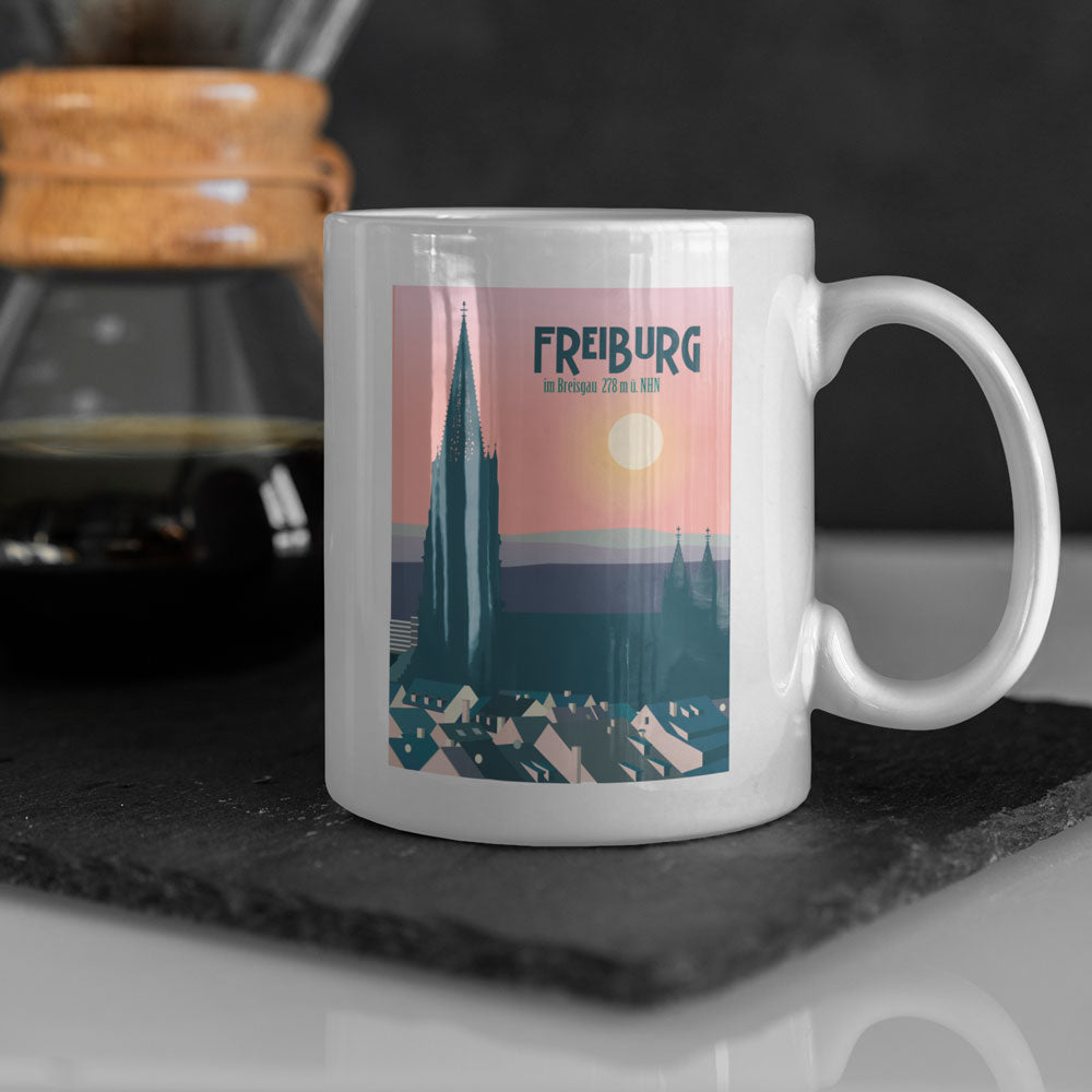 Tasse: Freiburg Münster Abendrot