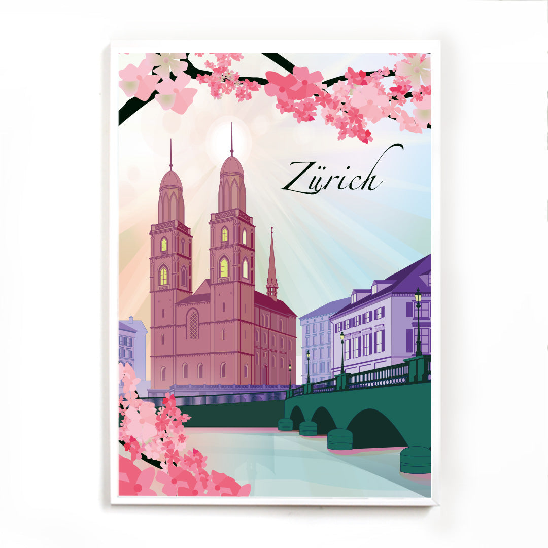 Zürich Poster: Großmünster Springvibes