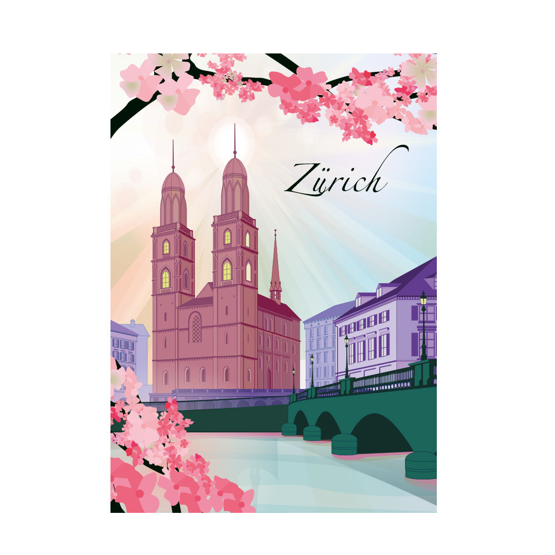 Zürich Poster: Großmünster Springvibes