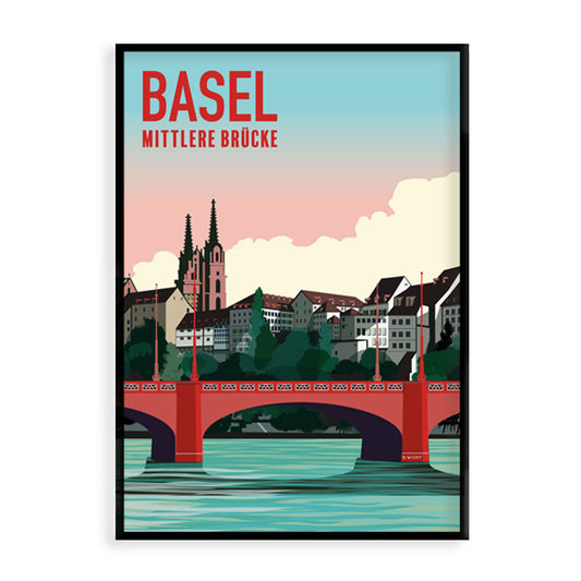 Basel Poster: Mittlere Brücke