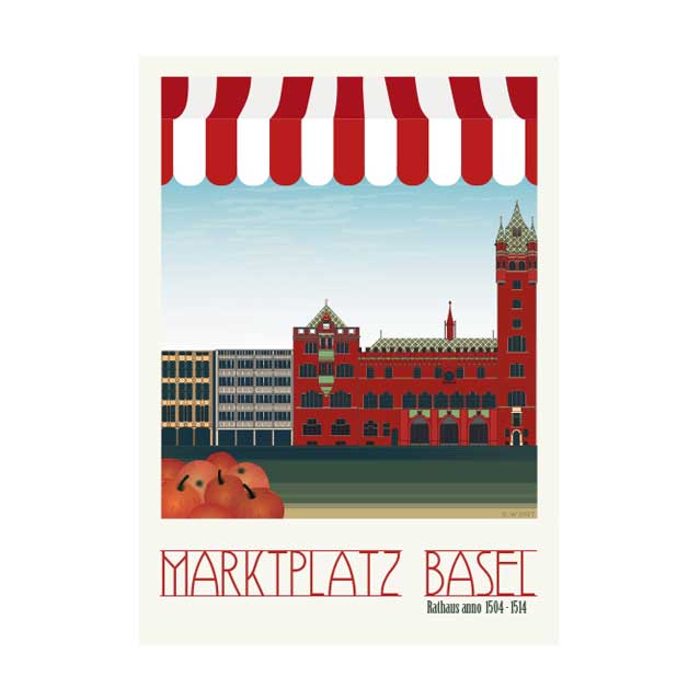 Postkarte: Basel Marktplatz