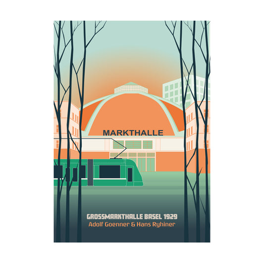 Postkarte: Basel Markthalle