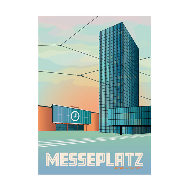 Postkarte: Basel Messeplatz