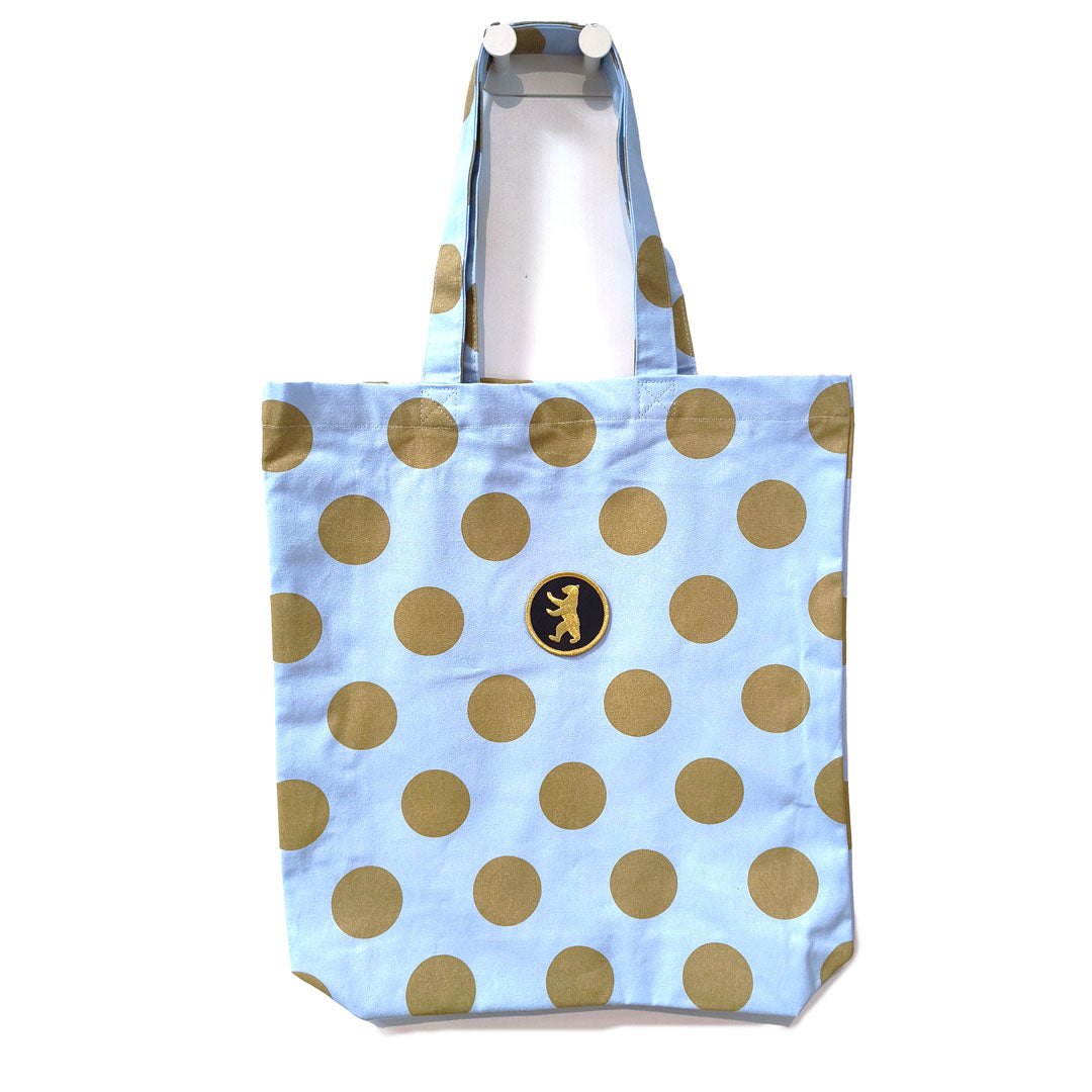 Baumwolltasche Berliner Bär hellblau-gold