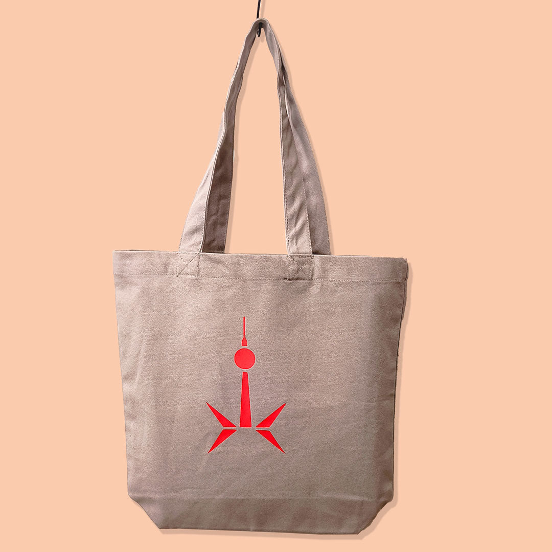 Berlin Bag: Fernsehturm Rakete grau koralle