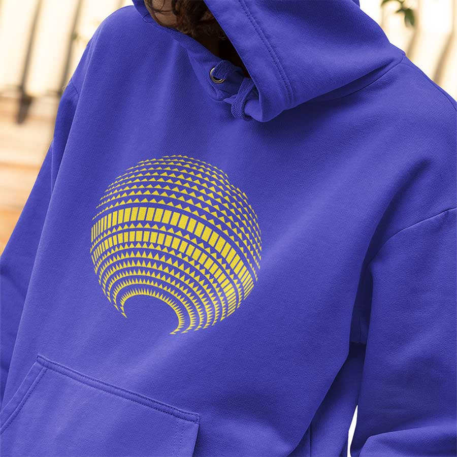 Hoodie: Berliner Fernsehturm Disco violet gelb