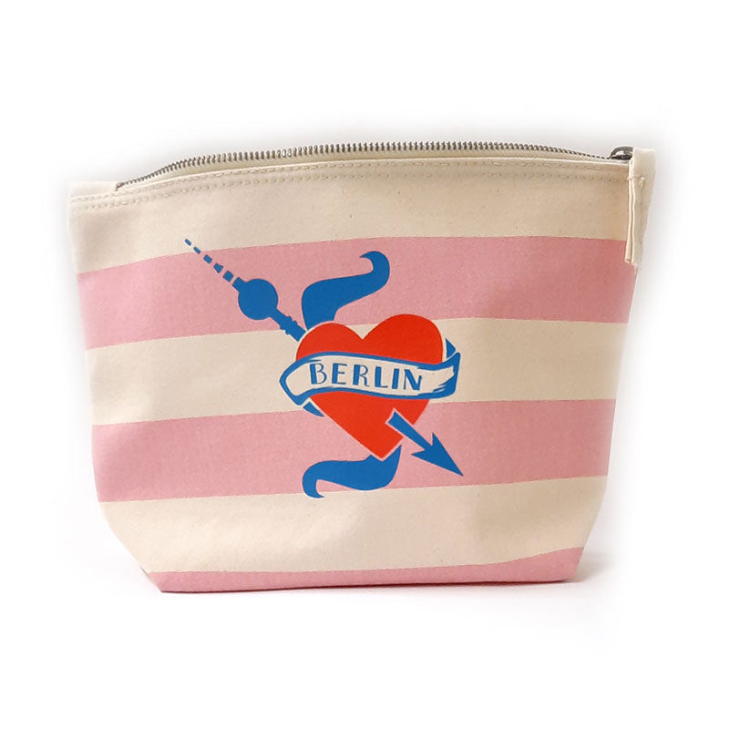 Toiletry bag: Berlin heart stripes pink 