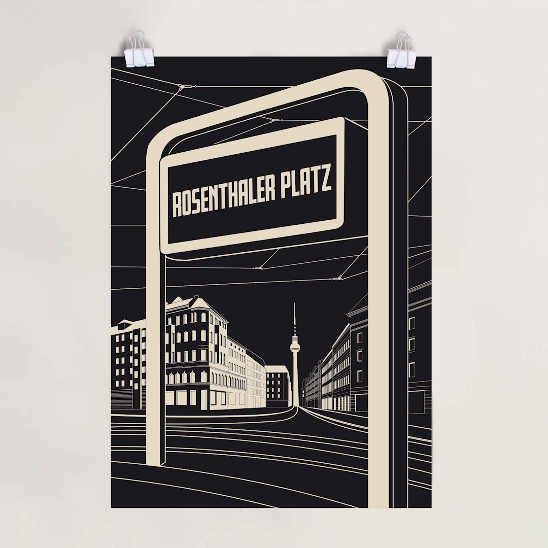 Berlin Poster: Rosenthaler Platz Schwarz Weiß