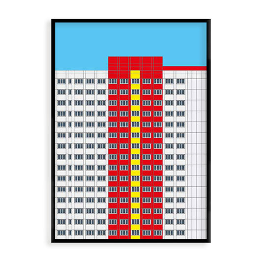 Berlin Poster: Plattenbau WHHGT Rot