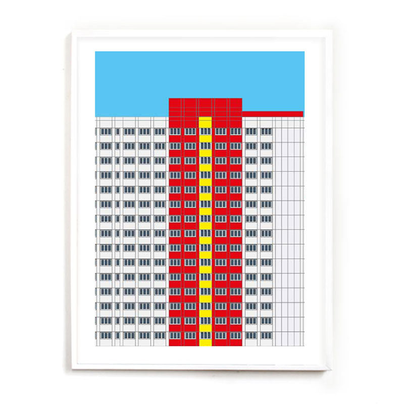 Berlin Poster: Plattenbau WHHGT Rot