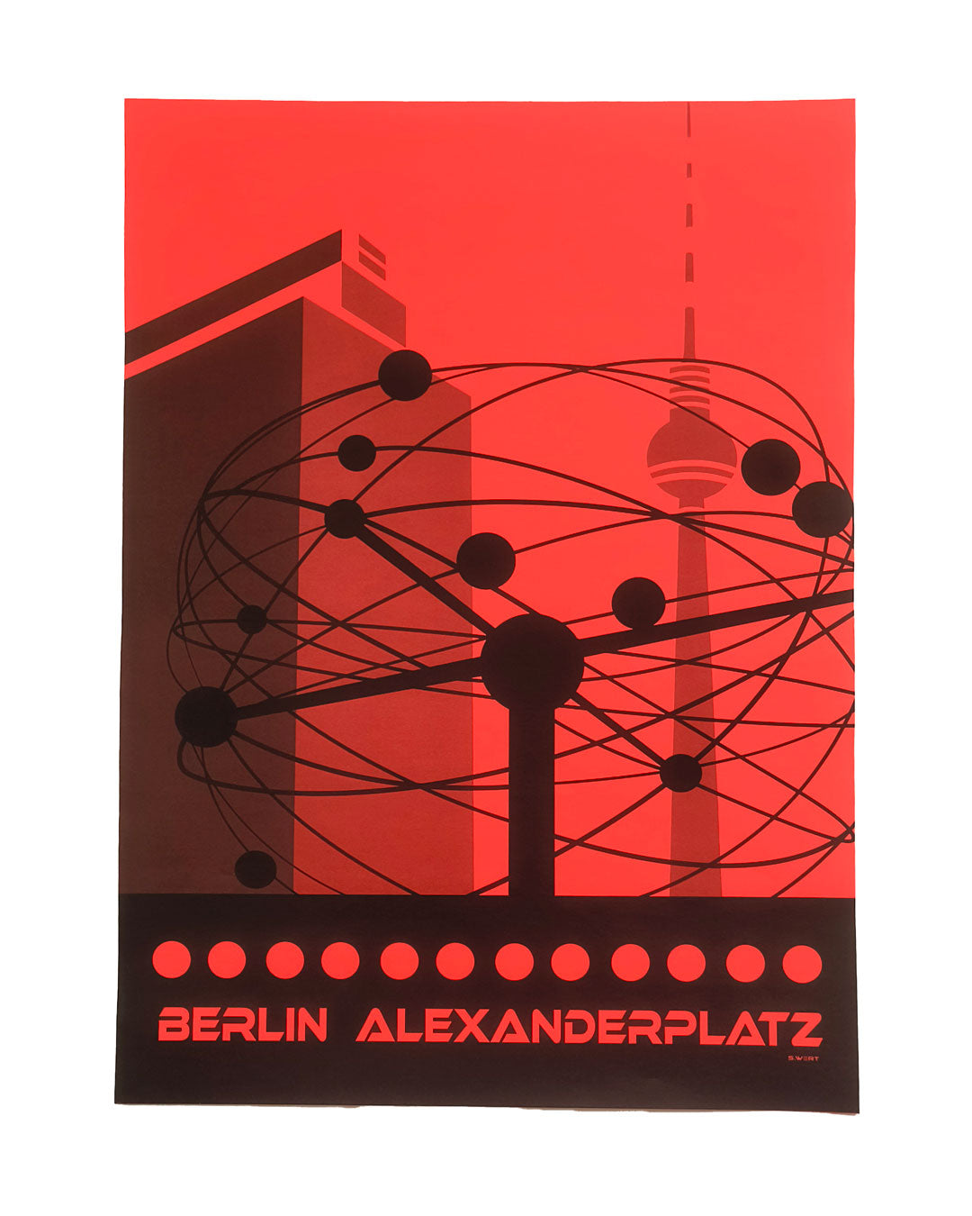 Neon Berlin Poster: Weltzeituhr
