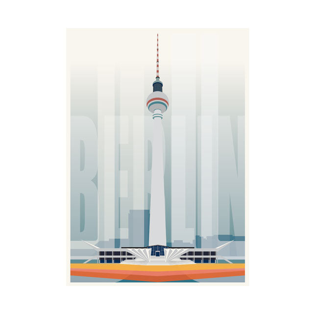 Berliner Fernsehturm Grafik grau blau