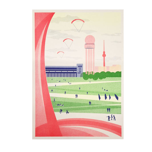 Riso Art Print: Tempelhofer Feld - fluo red