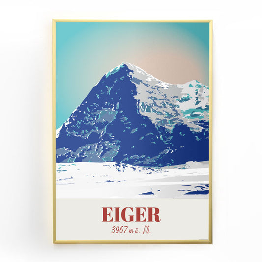 Poster Eiger Nordwand: Ein imposantes Poster, das den Eiger in den Berner Alpen zeigt – ein inspirierendes Wandbild, das die Leidenschaft für Alpinismus und Klettern feiert.