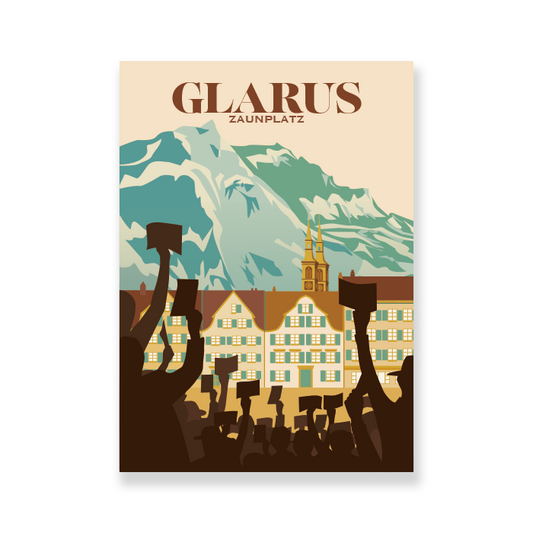 Postkartensticker: Glarus Landsgemeinde Zaunplatz