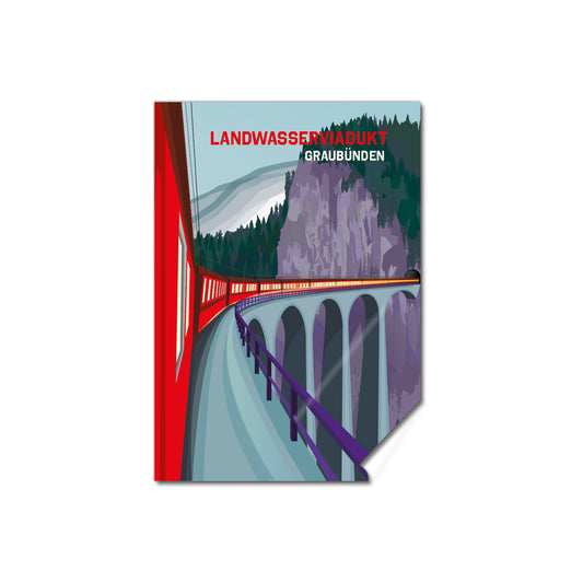 Postkartensticker: Graubünden Landwasserviadukt