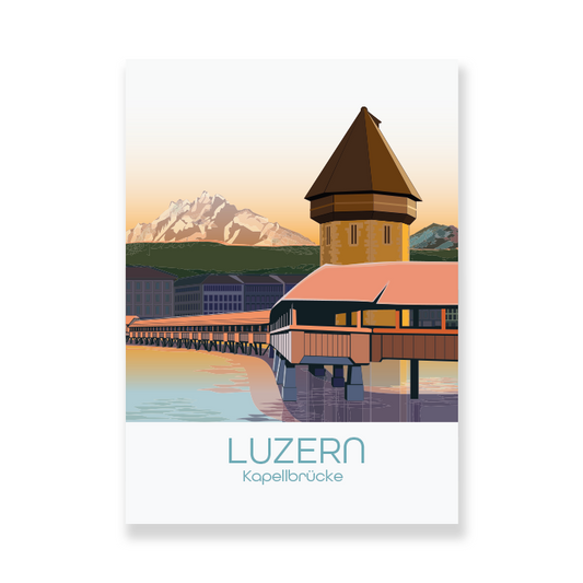 Postkartensticker: Luzern Kapellbrücke