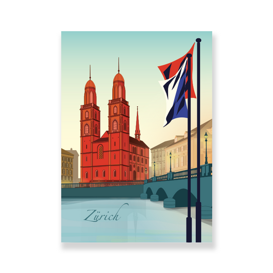 Postkartensticker: Zürich Grossmünster