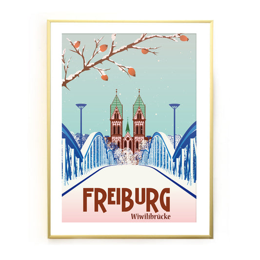 Freiburg Poster: Wiwili Bridge Winter