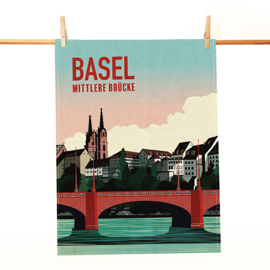 Basel Geschirrtuch: Mittlere Brücke