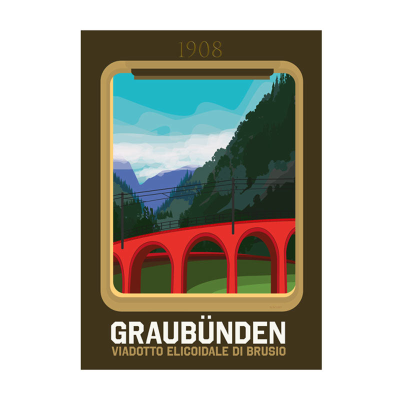 Graubünden Poster: Kreisviadukt Brusio