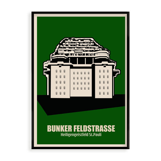 Hamburg Poster: Bunker Feldstrasse grün