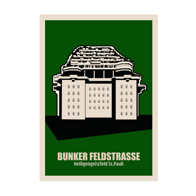 Hamburg Poster: Bunker Feldstrasse grün