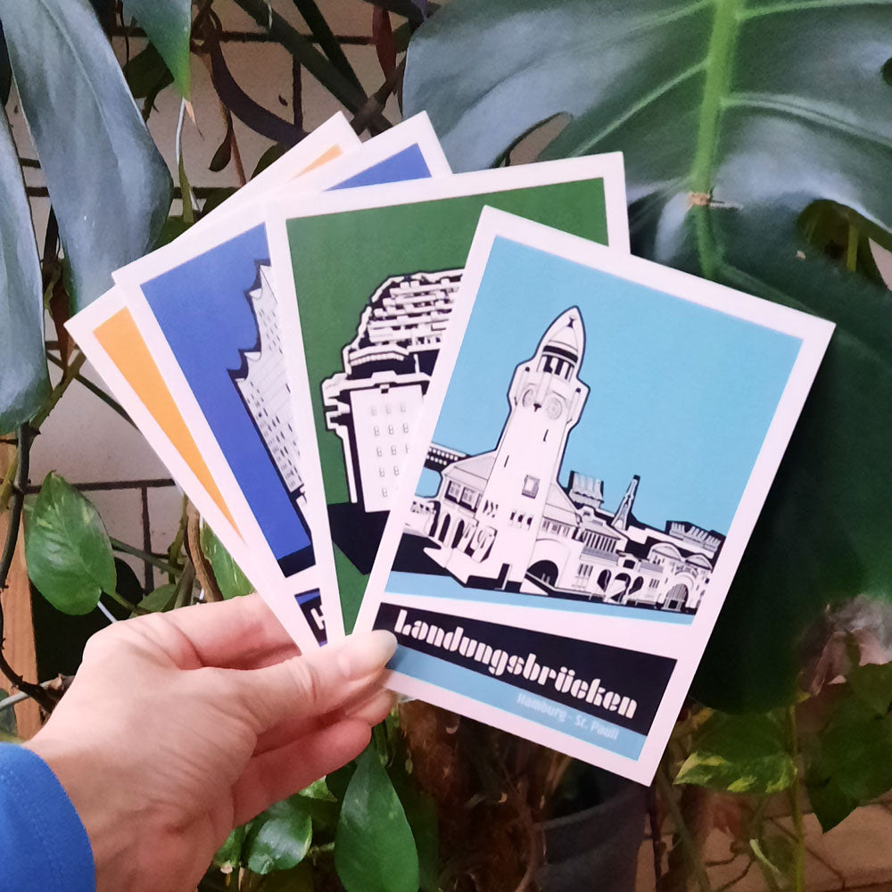 Postkarte: Hamburg Landungsbrücken