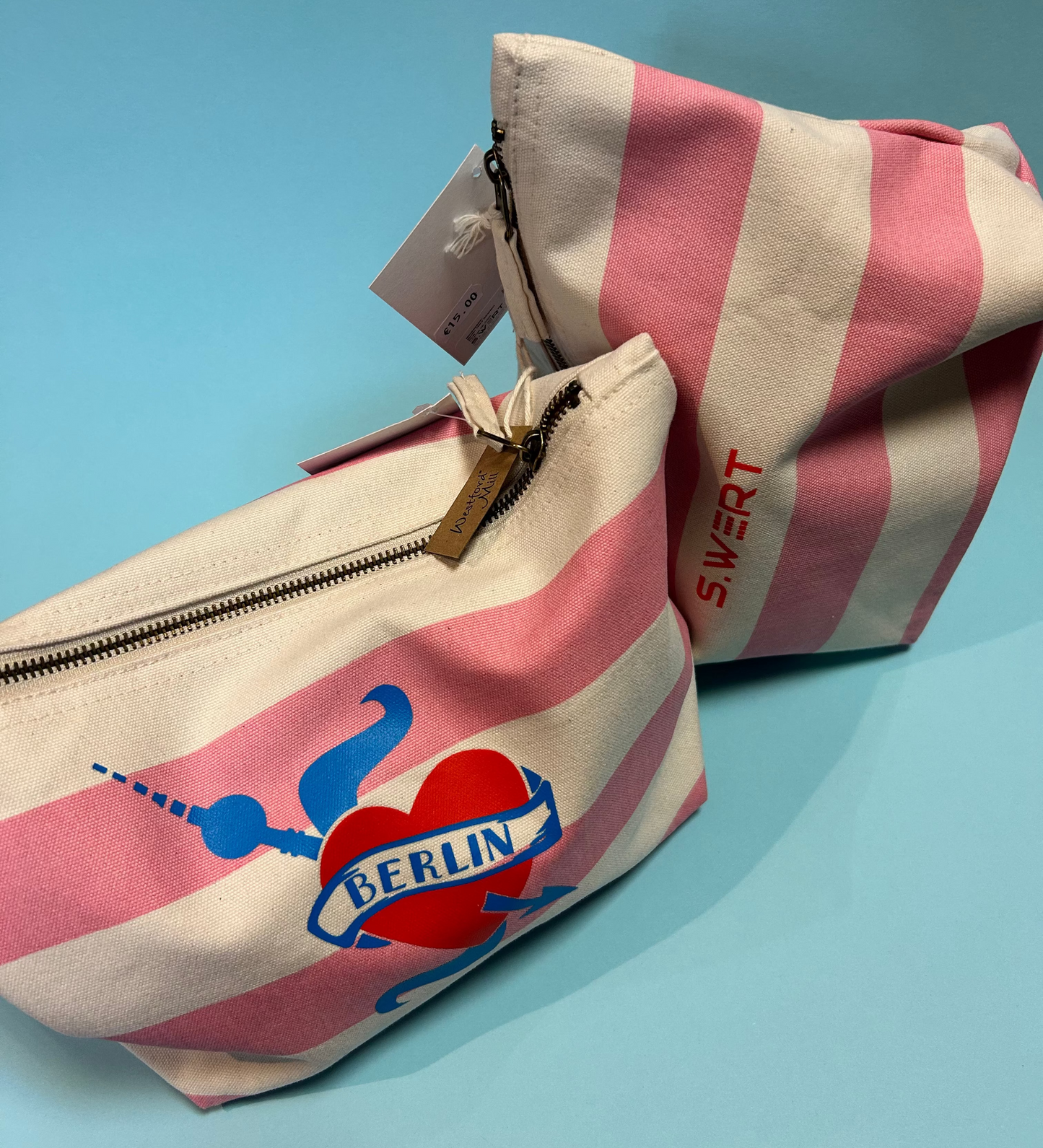 Necessaire: Berlin Herz Streifen pink