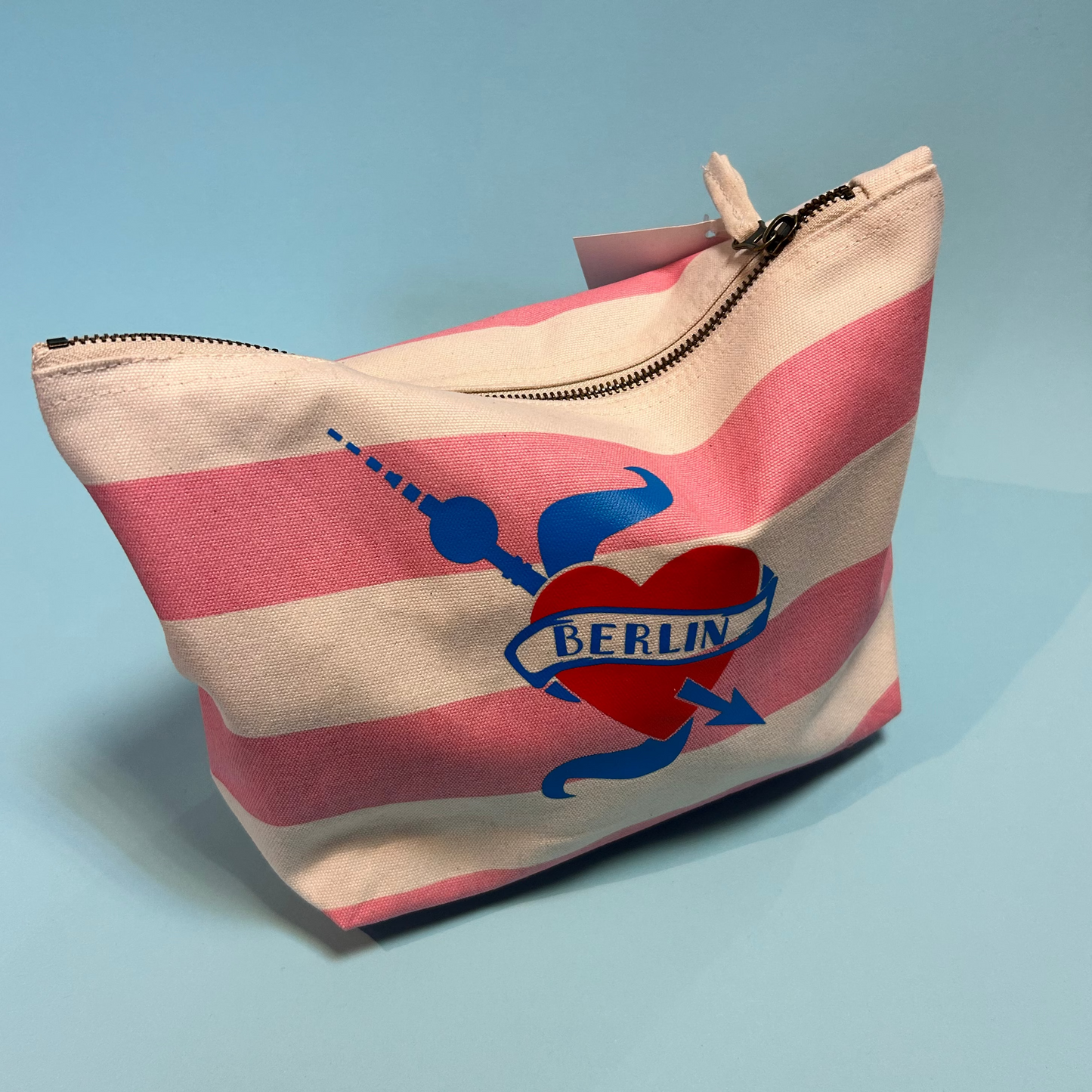 Necessaire: Berlin Herz Streifen pink