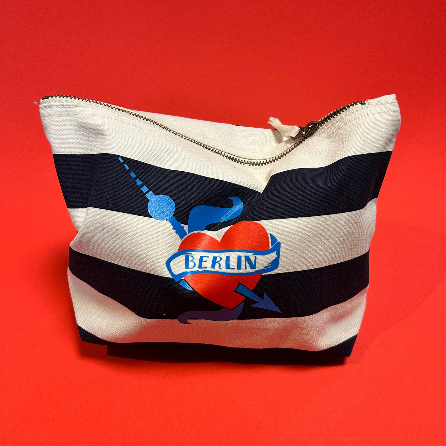 Necessaire: Berlin Herz Streifen marine