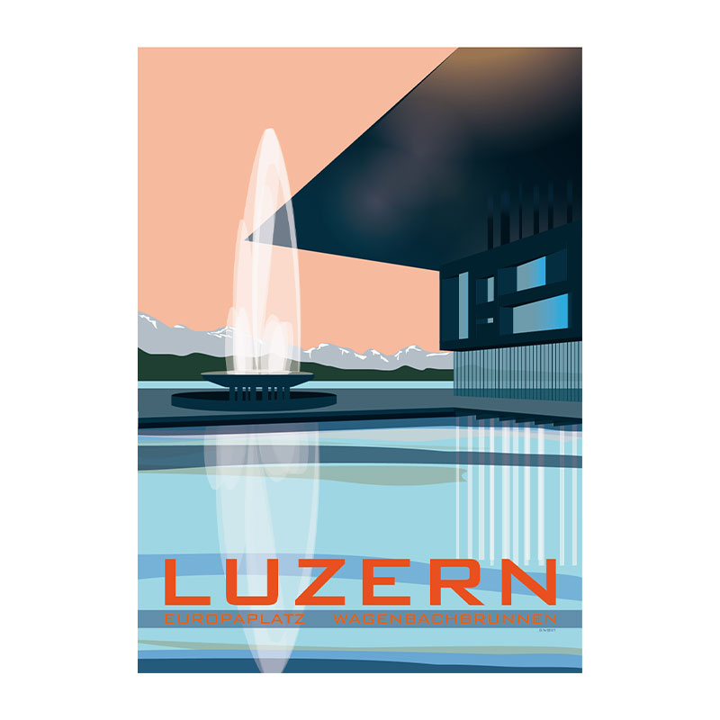 Postkarte: Luzern Europaplatz Wagenbachbrunnen