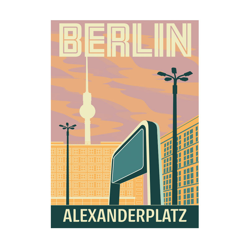 Postkarte: Alexanderplatz Abendrot