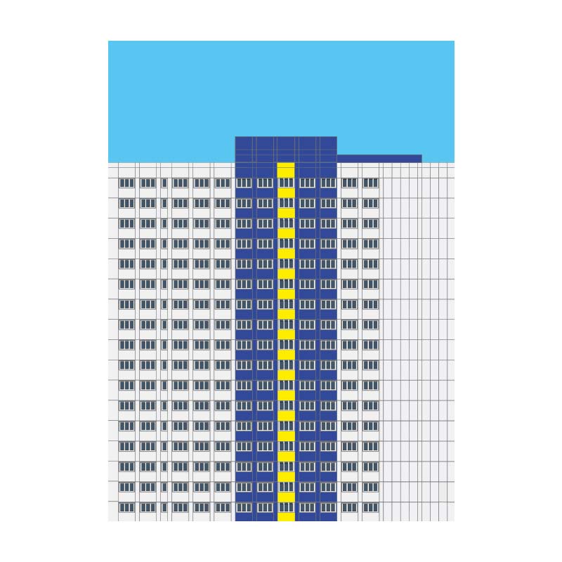 Berlin Poster: Plattenbau WHH GT Blau